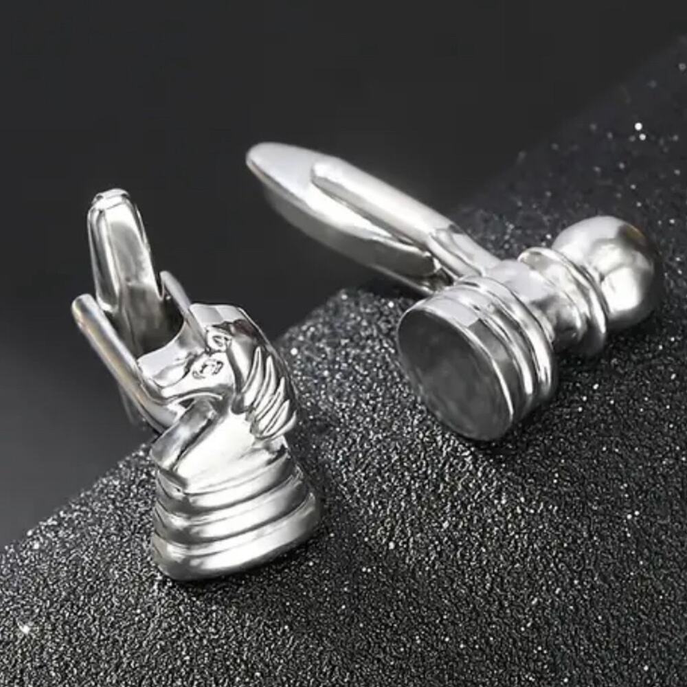 Silver Chess Cufflinks - Picture 2 of 2